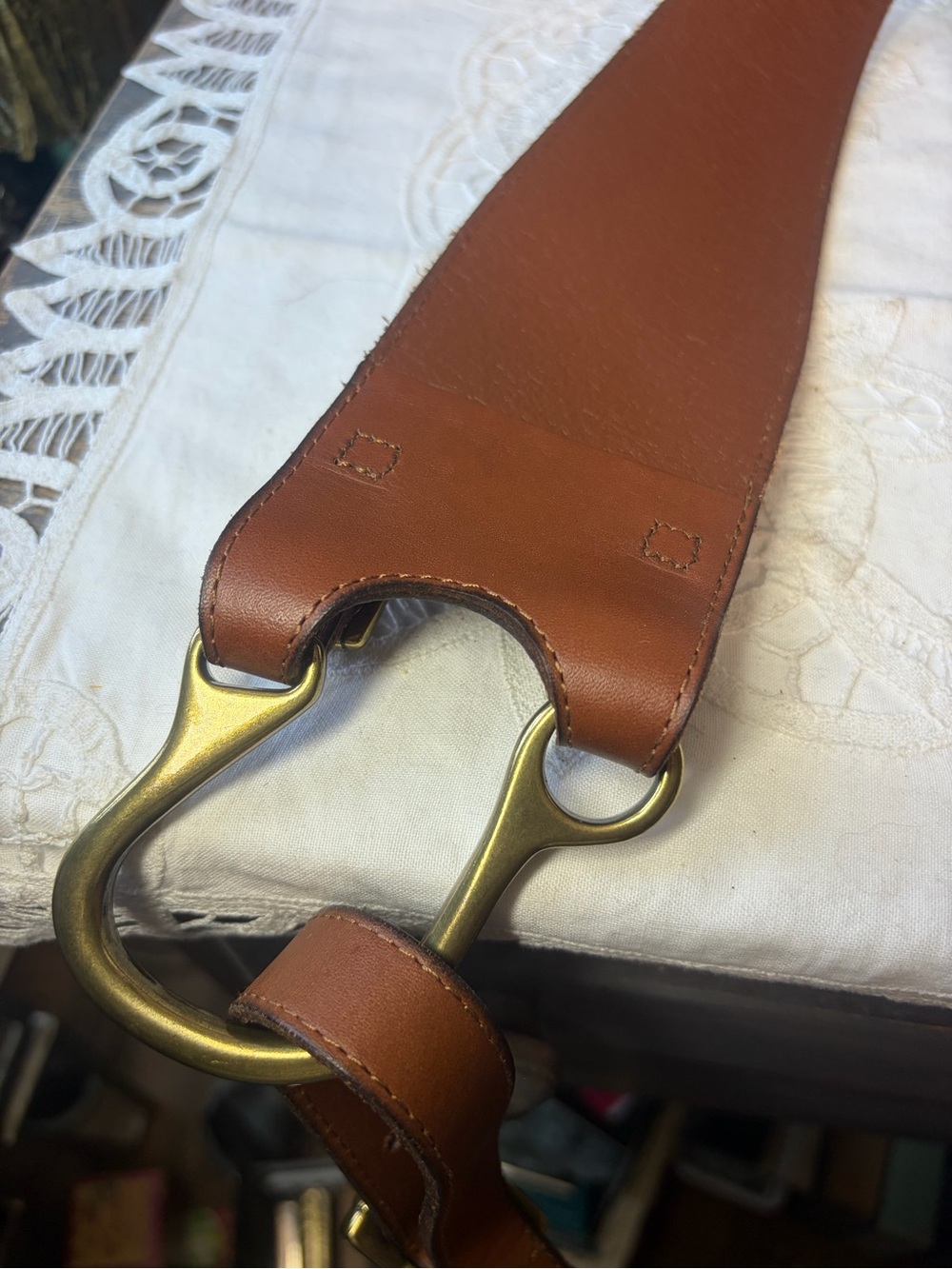 Ralph Lauren equestrian brown, leather gold buckle belt L - Picture 6 of 12